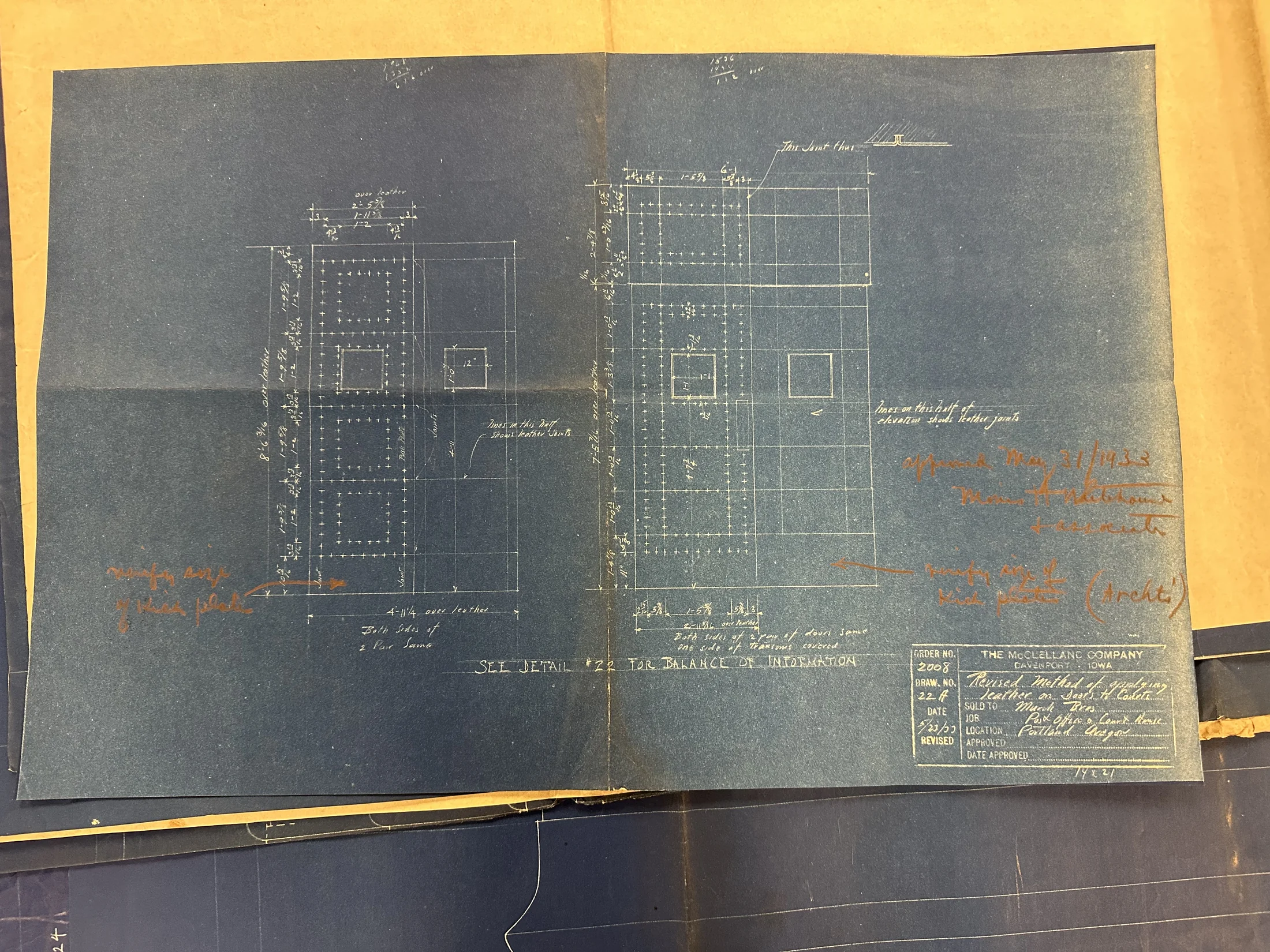 McClelland shop drawing: opening/door information
