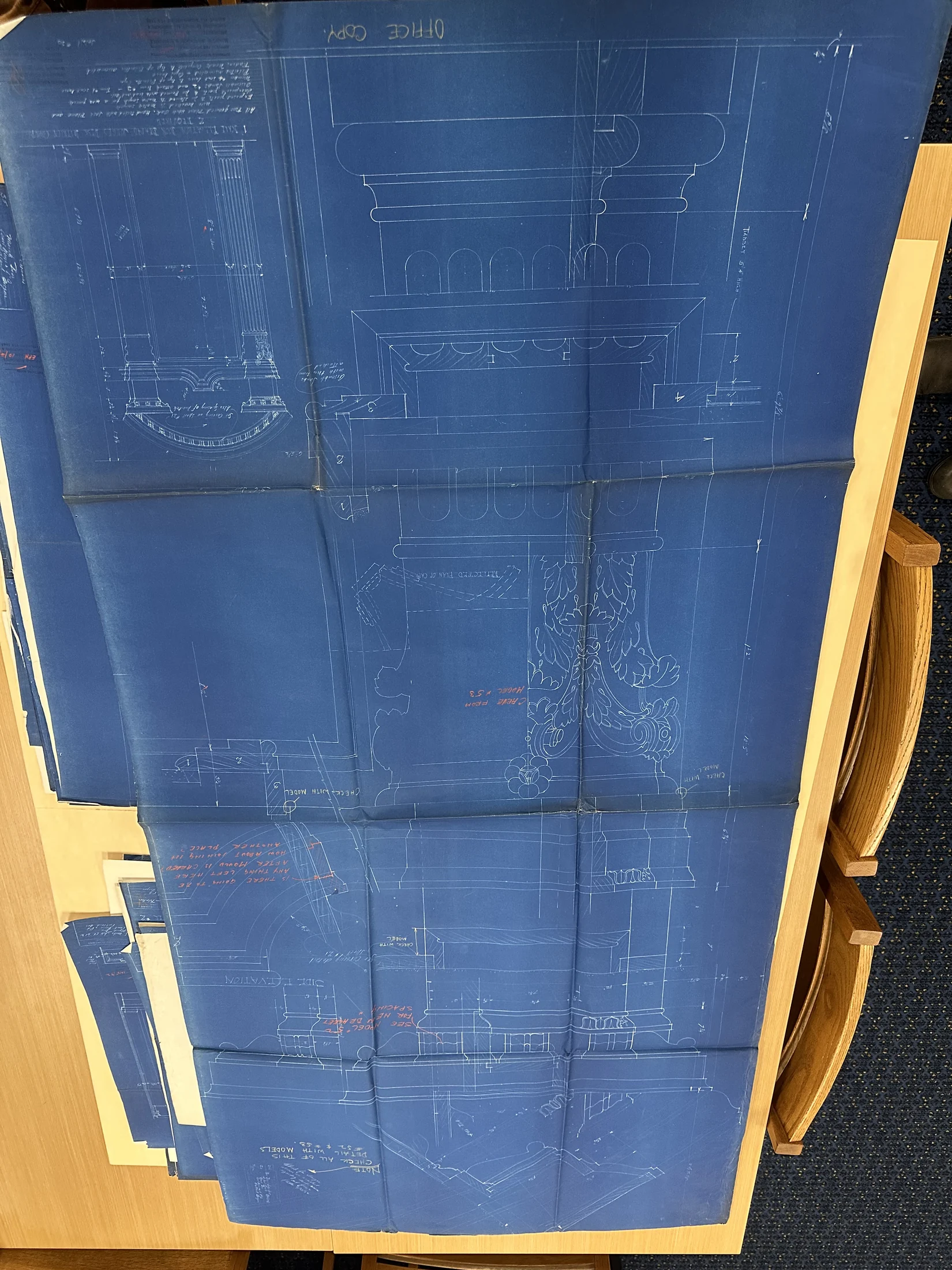 Door/elevation sheet with field-check notes