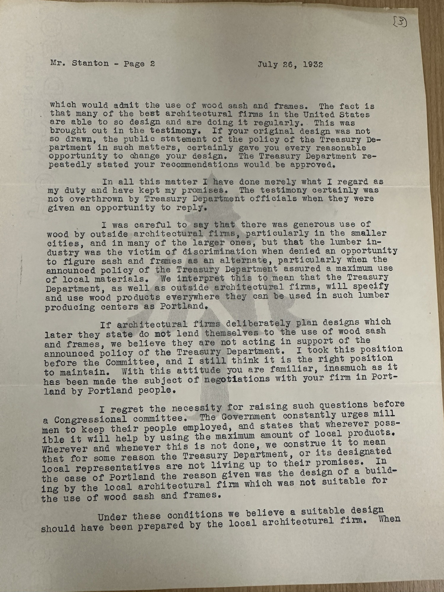 W.F. Shaw letter to Stanton, page 2, July 26 1932