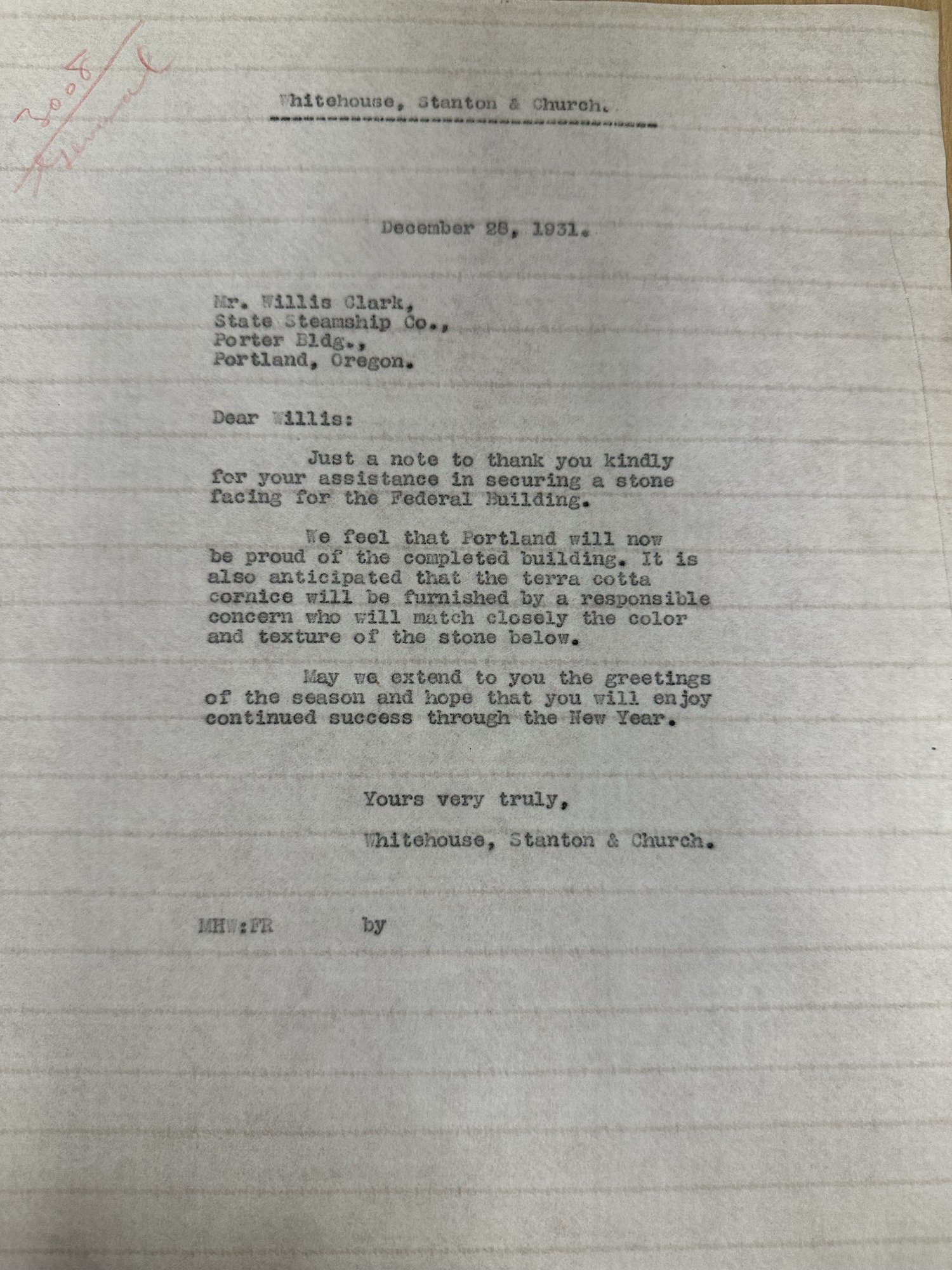 Architects thank Willis Clark for help securing Federal Building stone