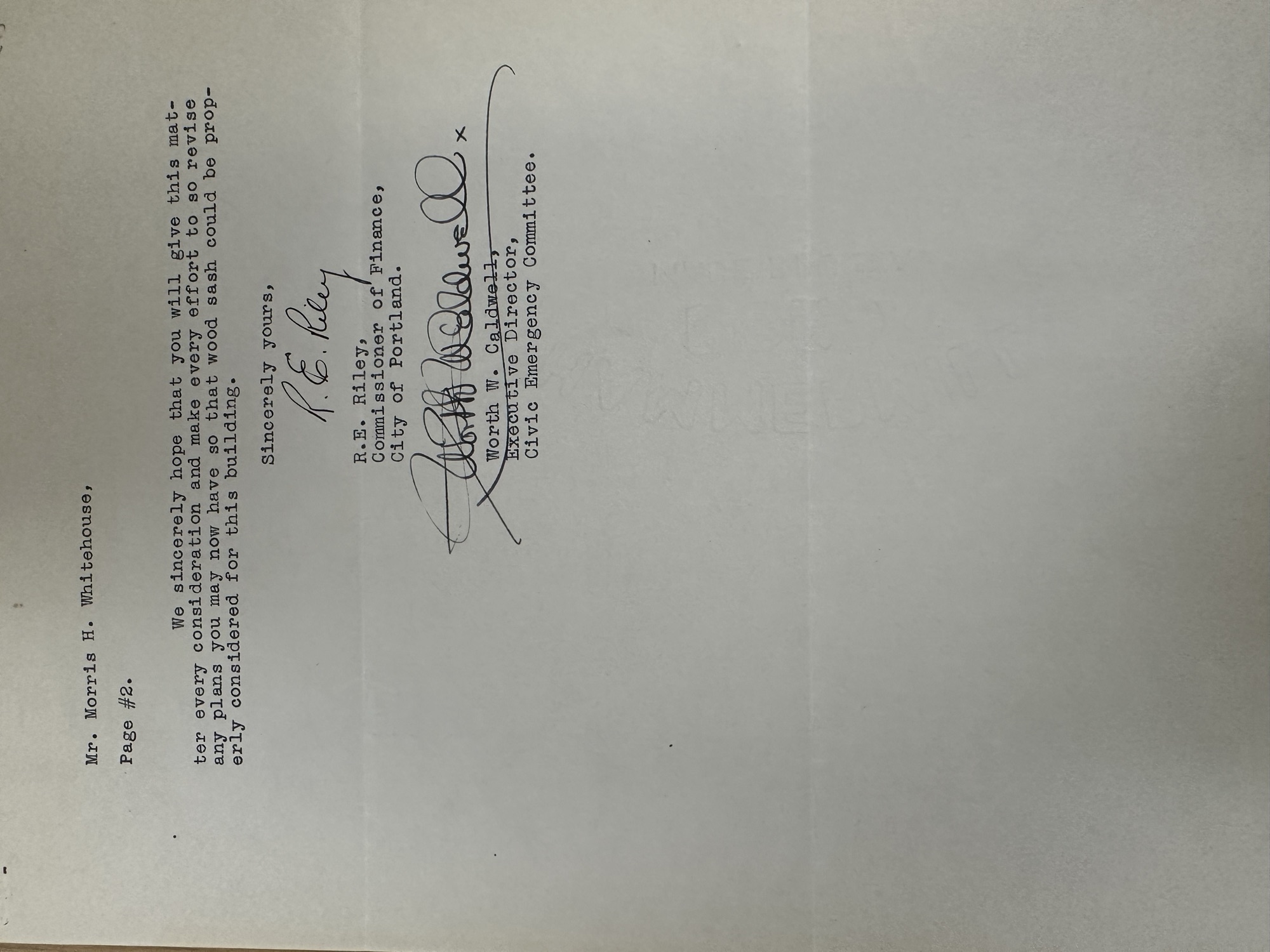 Civic Emergency Committee letter, Sept 30 1931 (page 2, signatures)