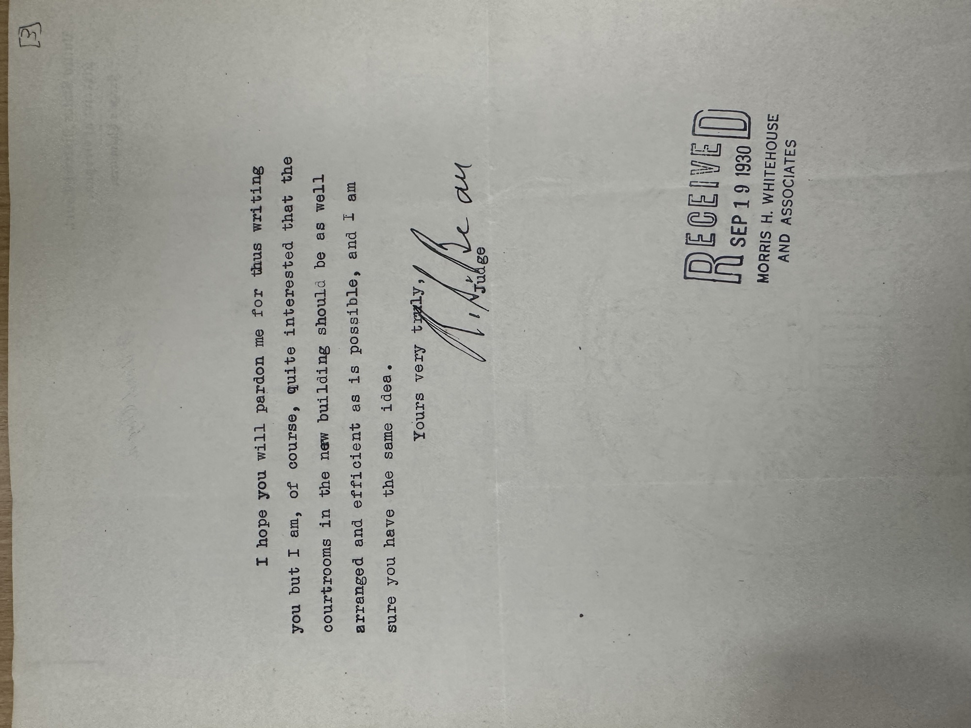 Judge Robert S. Bean design letter, p.2, signed, 1930