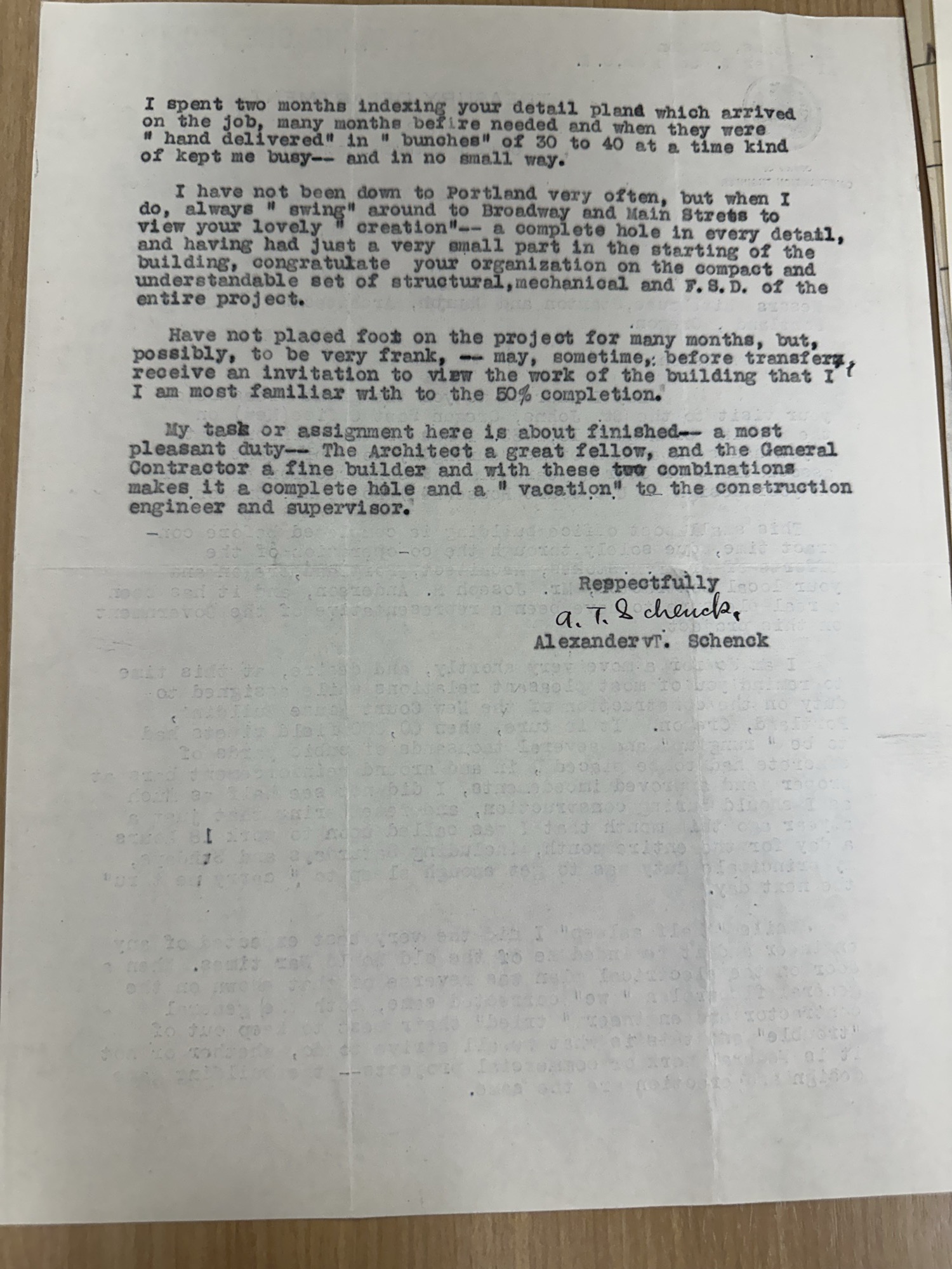 Schenck letter continuation and signature, p.2 (Aug 1933)