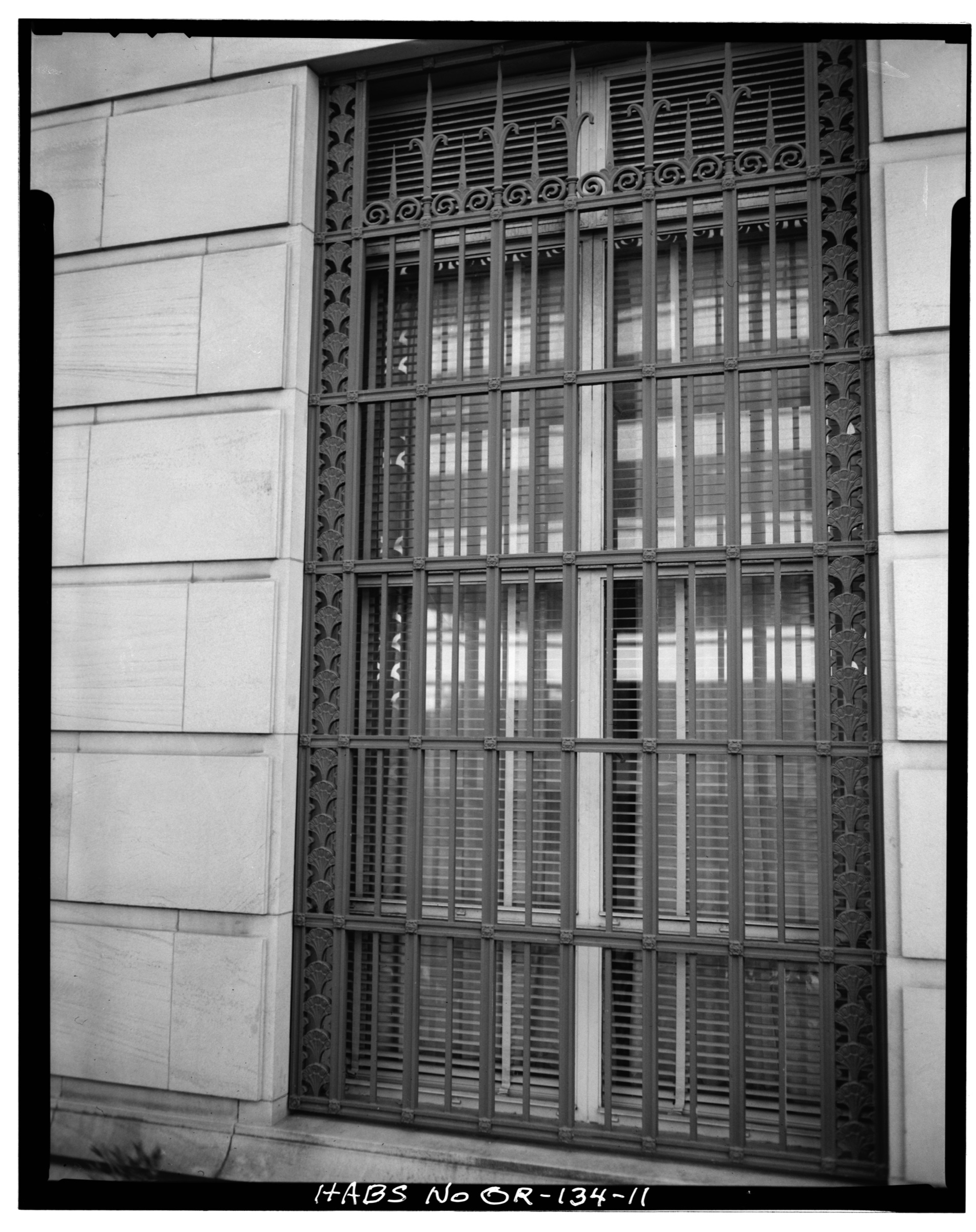 Extruded bronze window grille, north facade — HABS documentation photograph