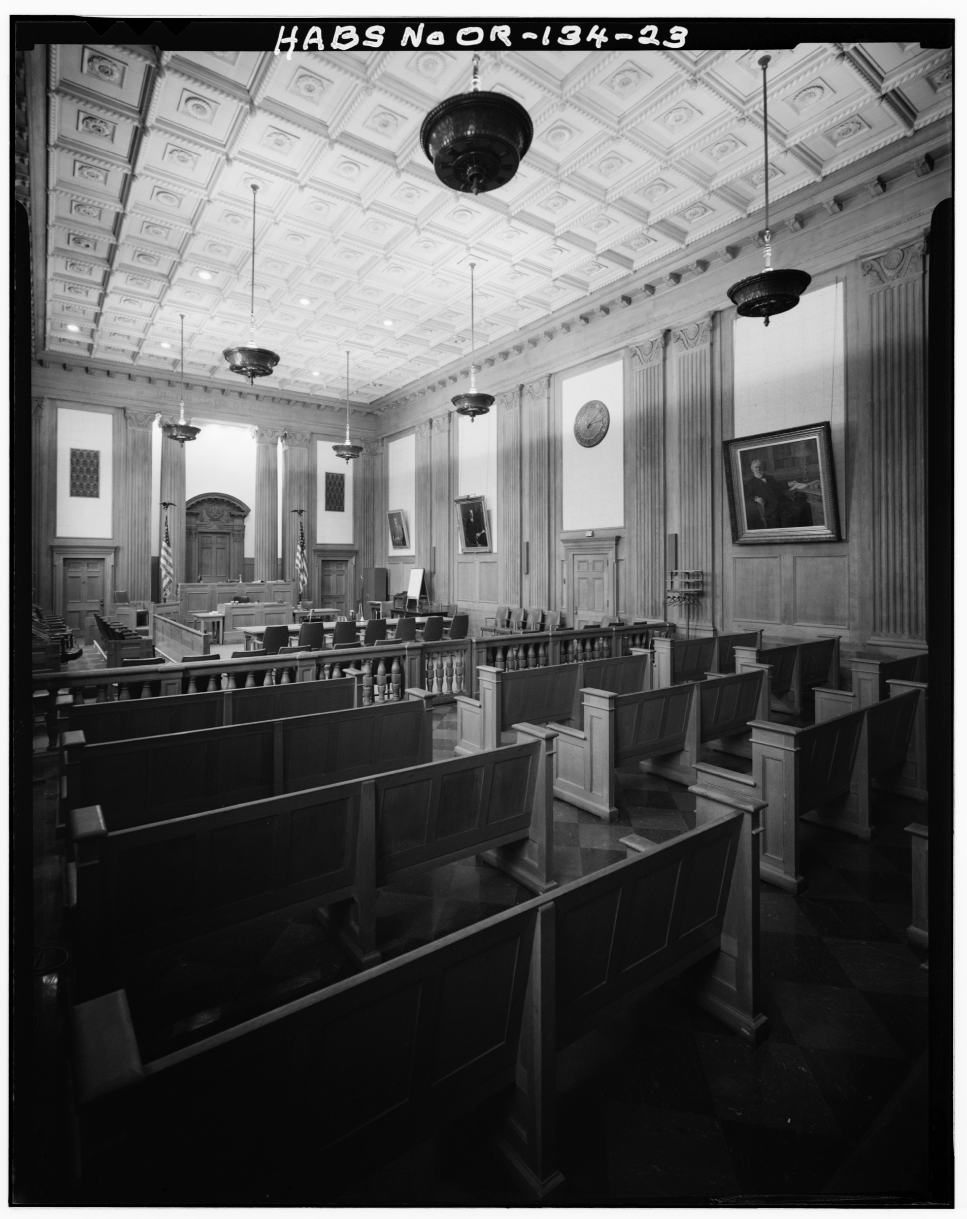Courtroom, sixth floor, looking to front — HABS documentation photograph