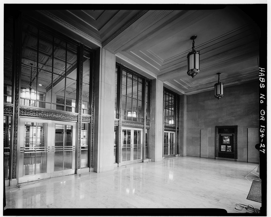 Entrance, first floor lobby doors — HABS documentation photograph