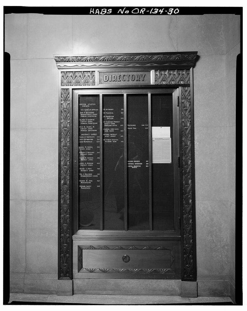 Directory board — HABS documentation photograph