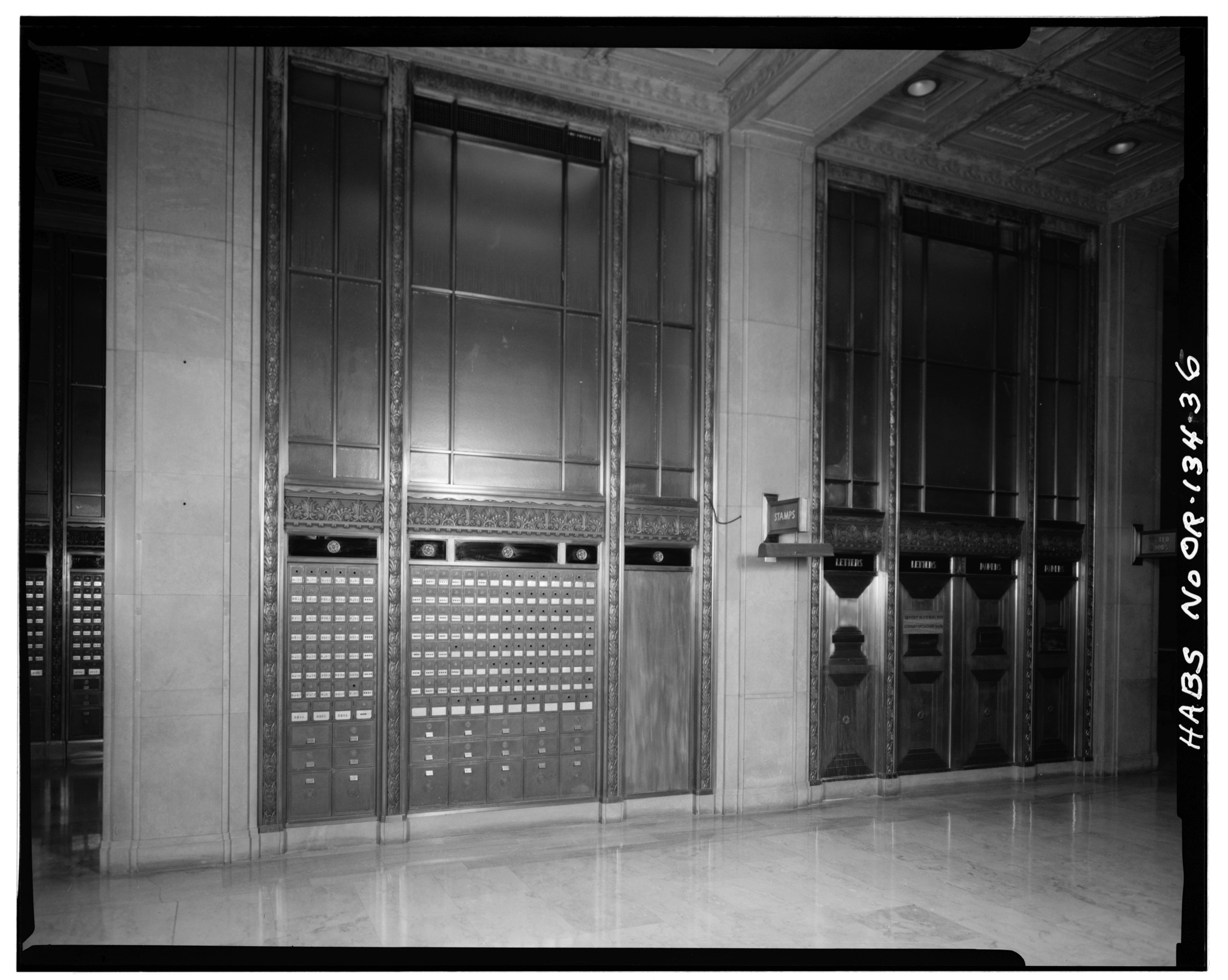 Lockboxes and depositories, west end bays — HABS documentation photograph